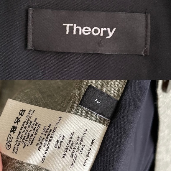 THEORY Linen Blazer Grey 2 - Picture 9 of 12